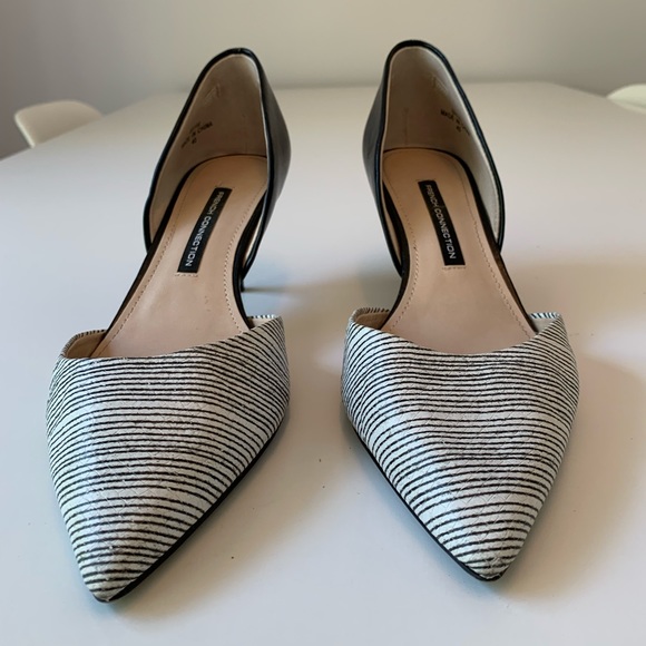 Black/White Effie' Pointy Toe D'orsay Pumps - Picture 4 of 5